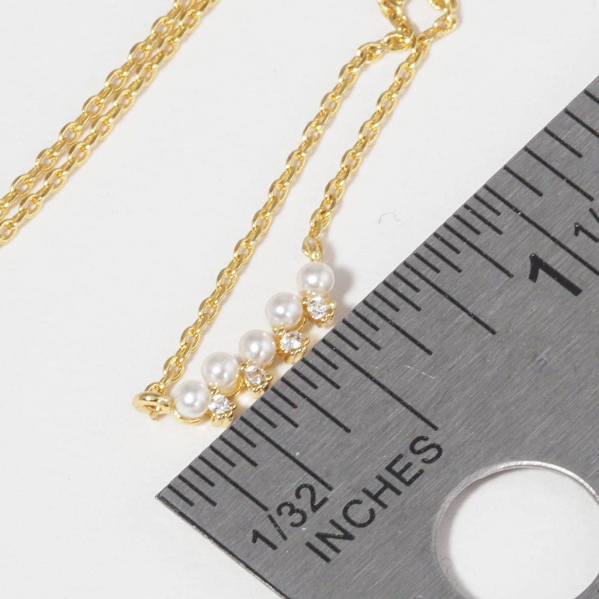 Minimalist Petite Pearl and Crystal Bar Necklace