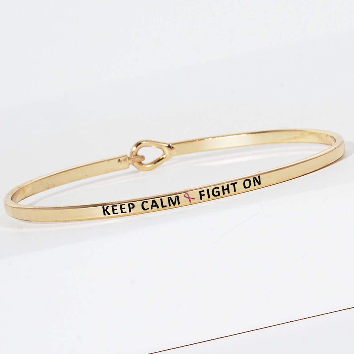 "Keep Calm & Fight On" Breast Cancer Awareness Bracelet