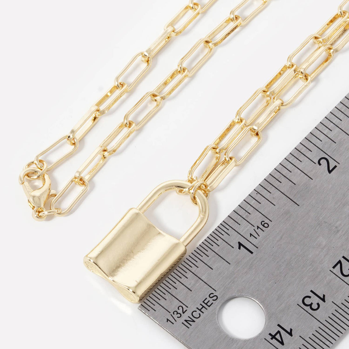 Gold Dipped Lock Pendant Necklace
