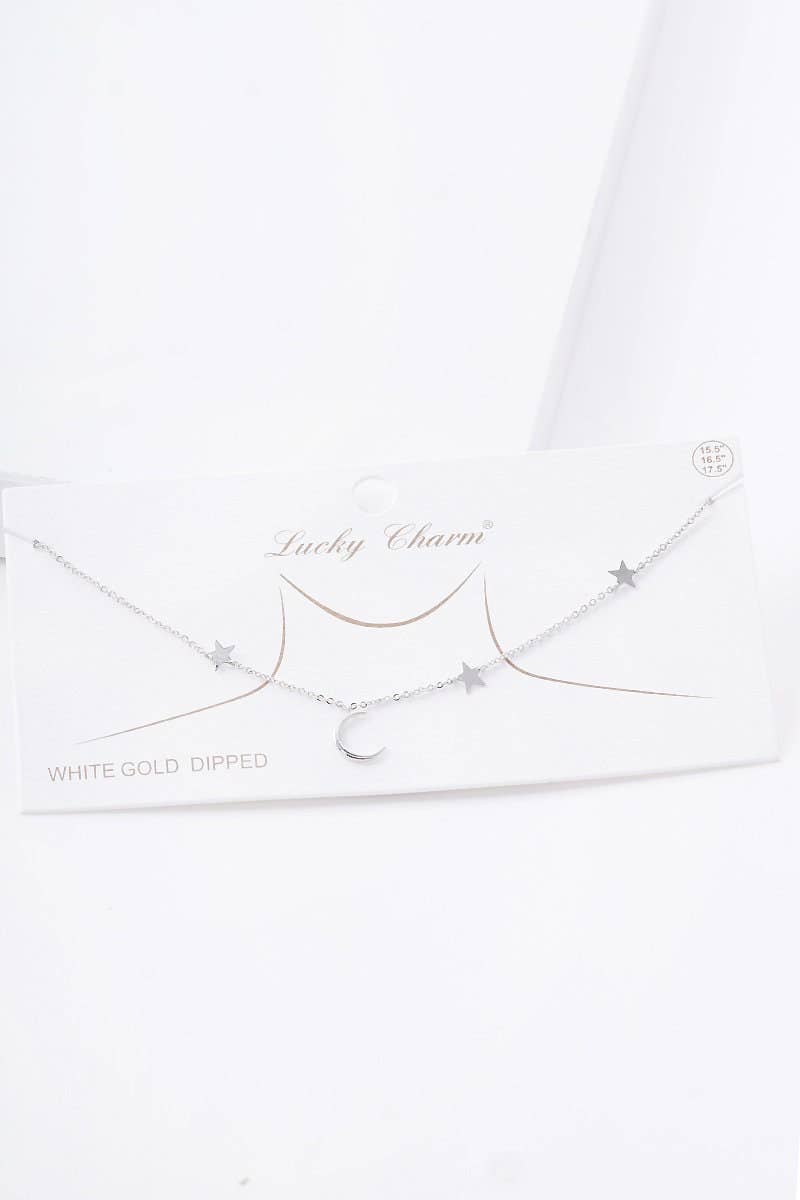 Gold Moon and Stars Hanging Necklace