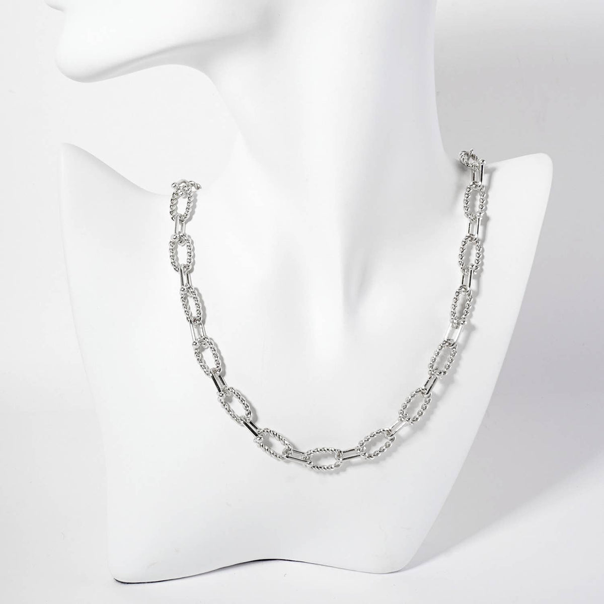 Rope-Texture Polished Brass 16-11mm Chain Necklace