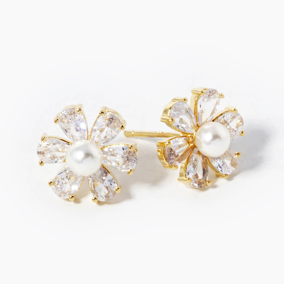 Bridesmaid Floral Pearl & Crystal Stud Earrings