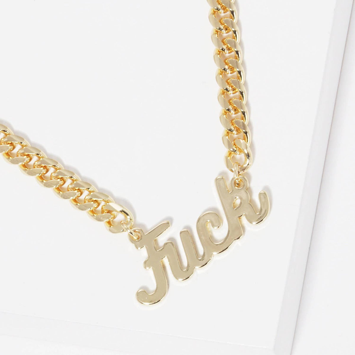 Gold Plated Cuban Link F*** Necklace