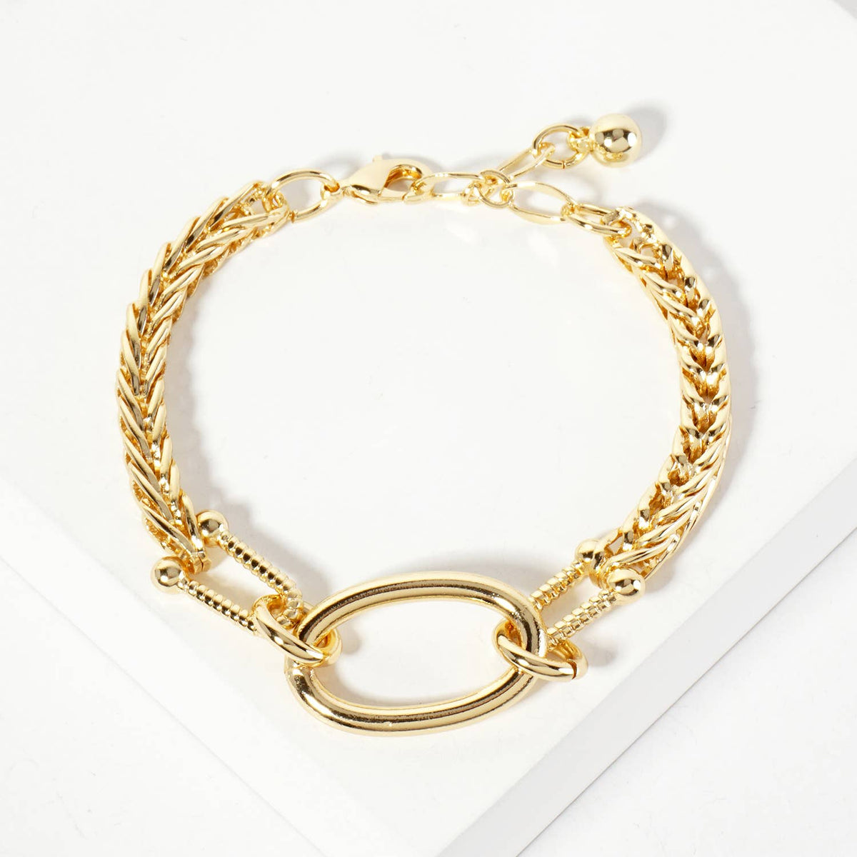 Mixed Texture Oval Link Chain Bracelet