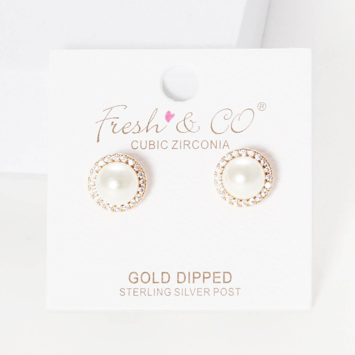 Gold Freshwater Halo Pearl Stud Earrings