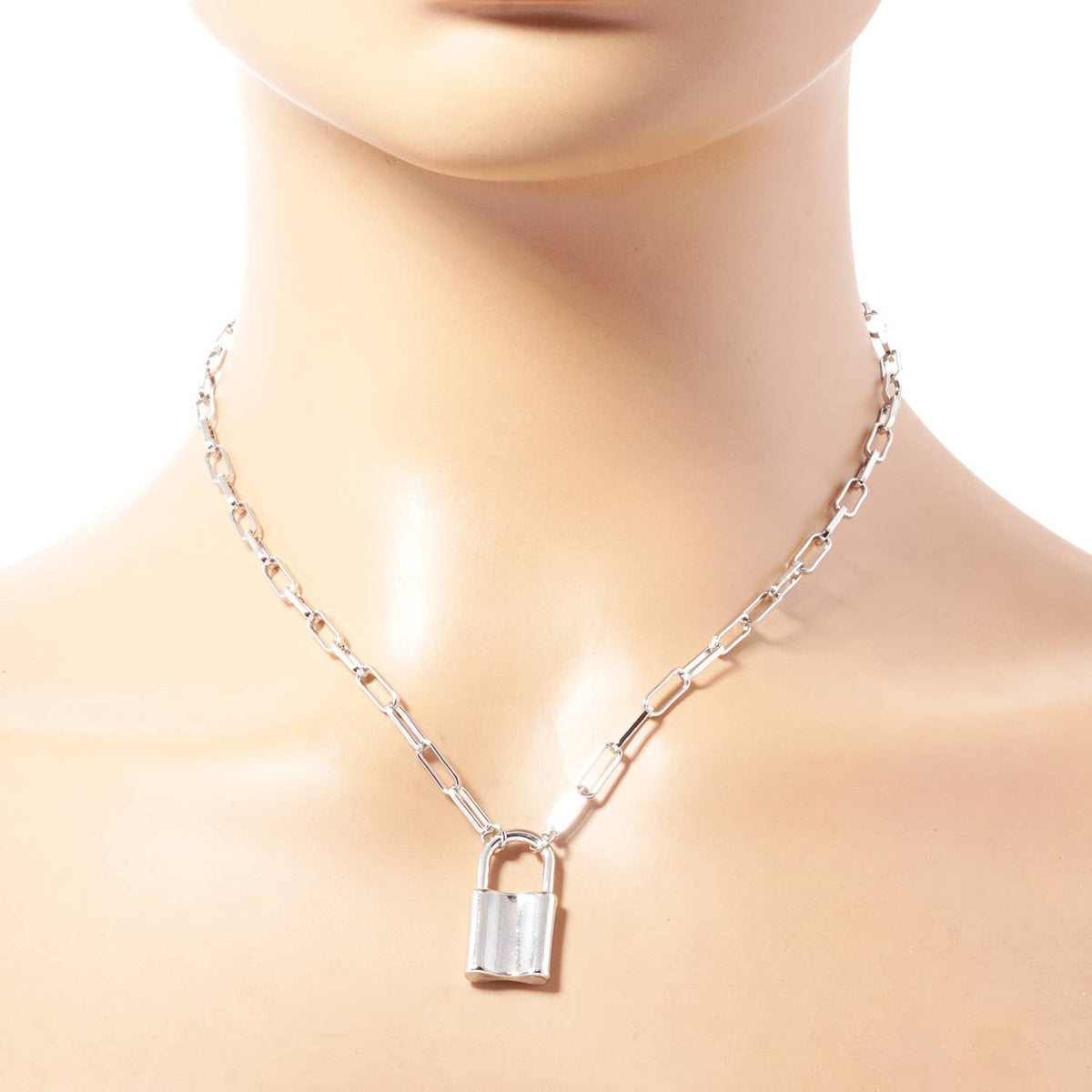 Gold Dipped Lock Pendant Necklace
