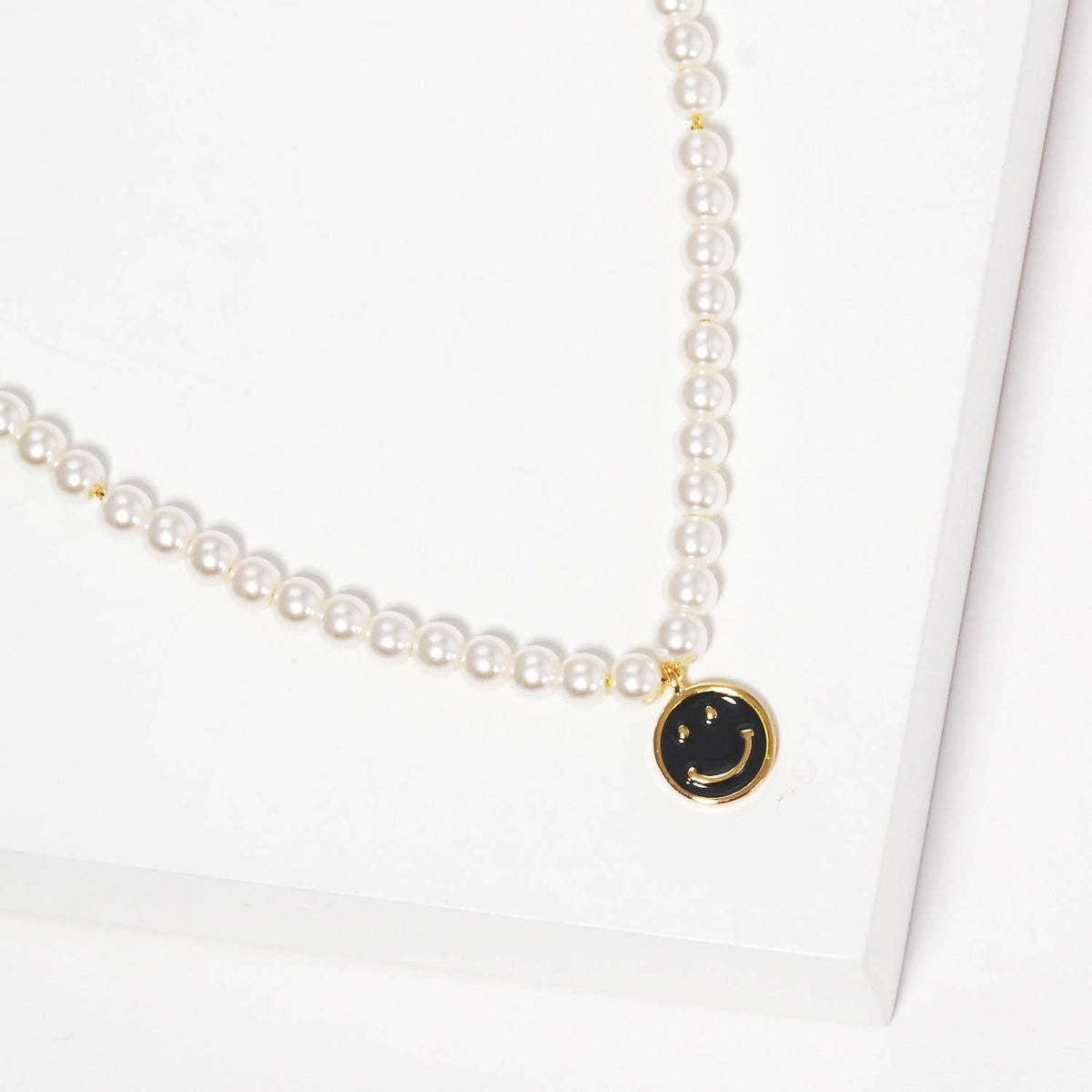 Gold Plated Freshwater Pearl Smiley Face Necklace