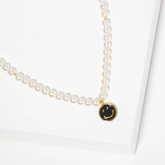 Gold Plated Freshwater Pearl Smiley Face Necklace