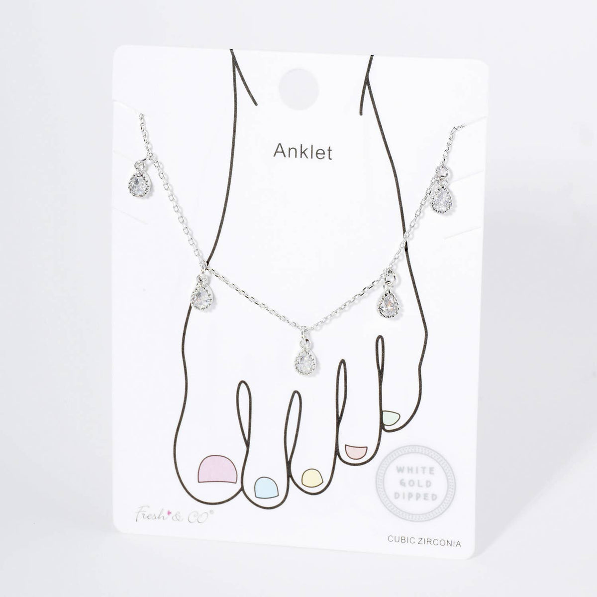 Teardrop Cubic Zirconia Dangle Anklet