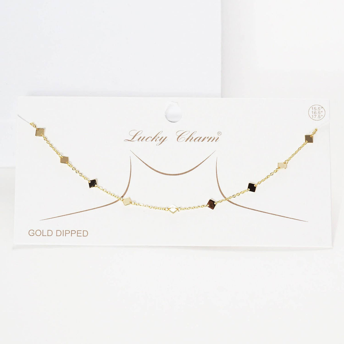 Gold Plated Chain w/ Dangling Rhombuses Necklace