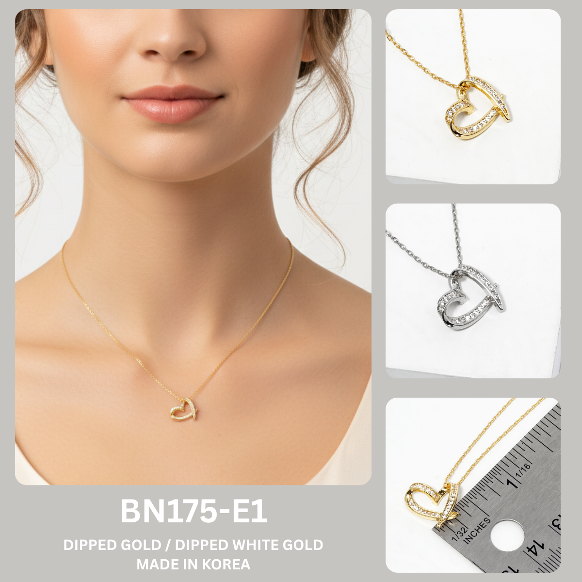 Dainty Crystal Open Heart Pendant Necklace