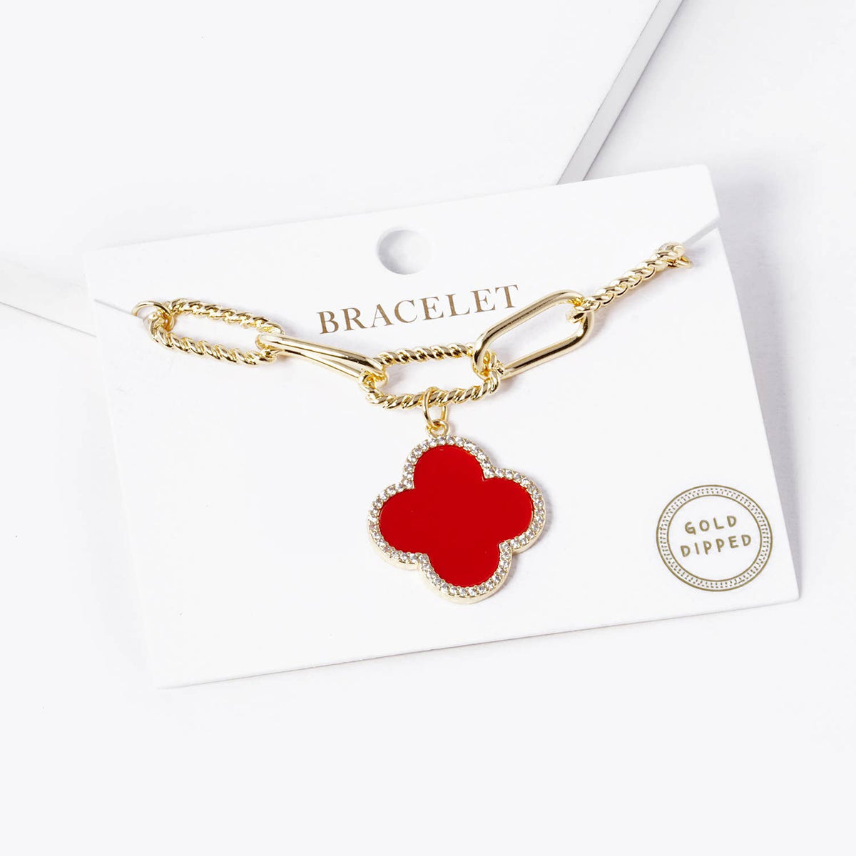 Clover Charm Paperclip Chain Bracelet