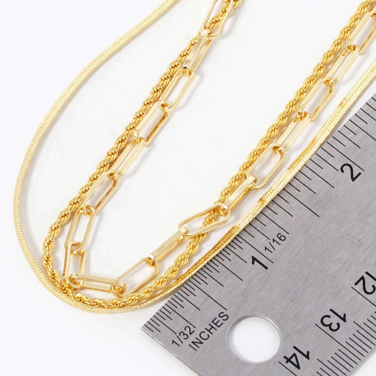 Gold 3 Layered Chain Necklace