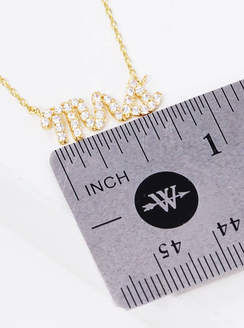 Gold Cubic Mrs. Cursive Necklace