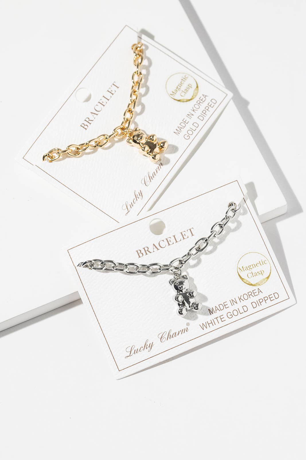 Magnetic Clasp Teddy Bear Link Chain Charm Bracelet