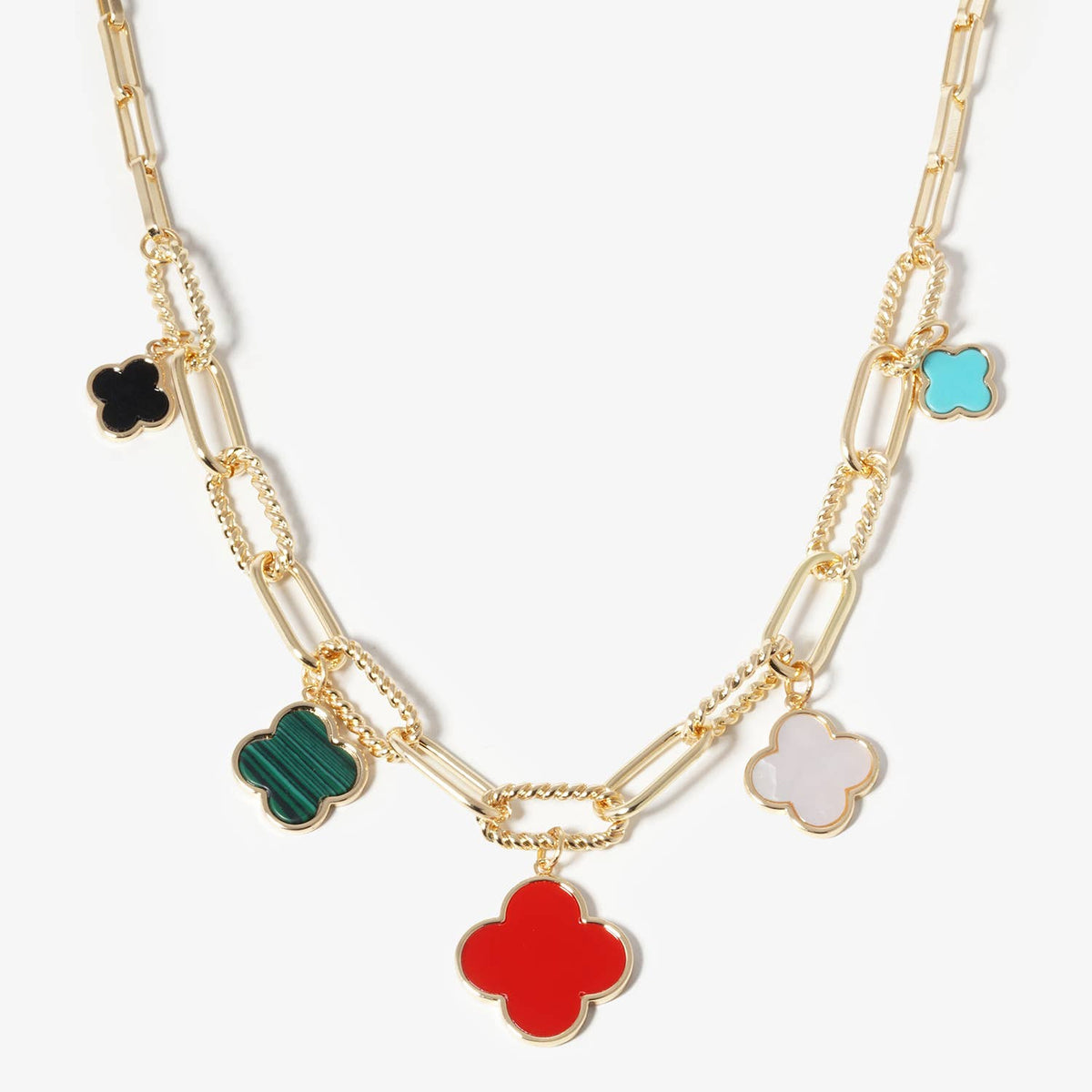 Four-Leaf Clover Charm Link Chain Necklace