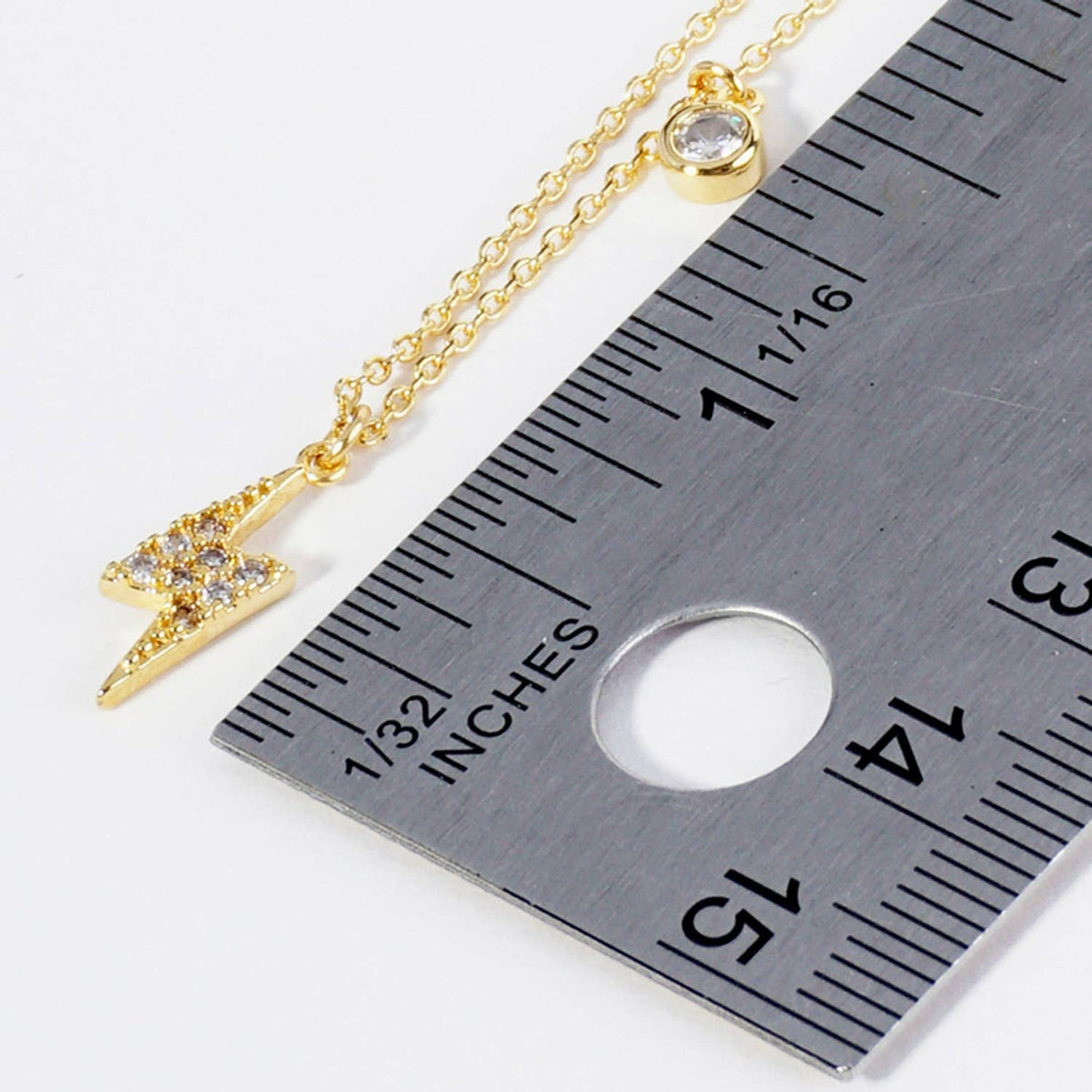 Pave Lightning Bolt & Solitaire Crystal Dainty Anklet