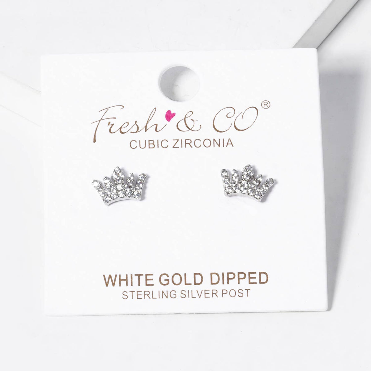 18k Gold Dipped CZ Pave Dainty Crown Stud Earrings