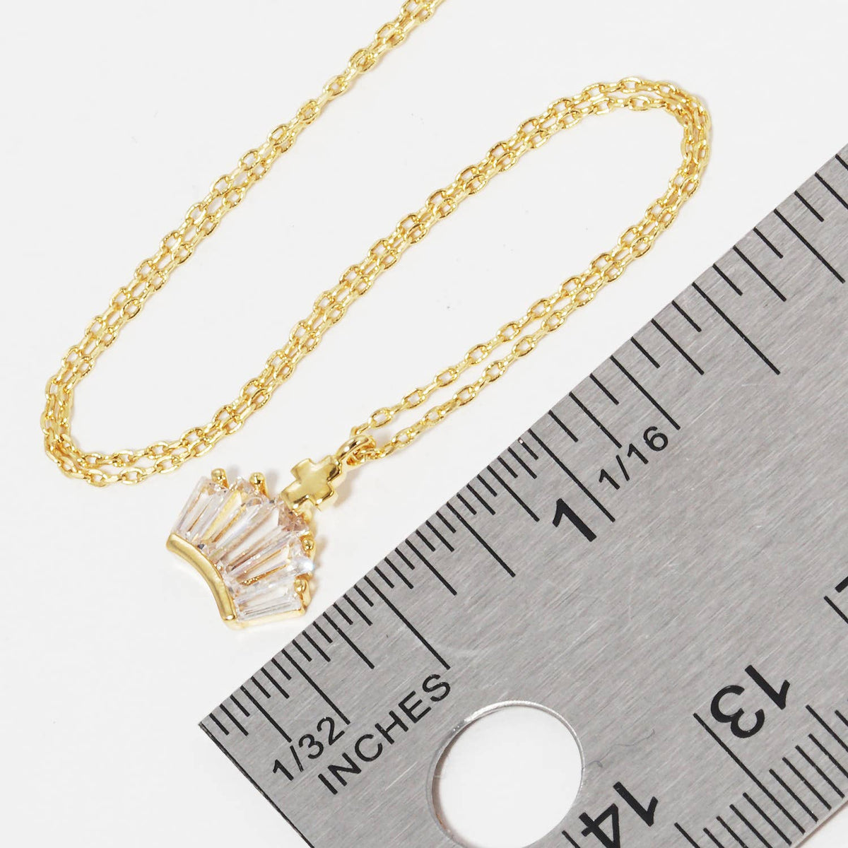 Baguette Crystal Crown & Cross Pendant Necklace