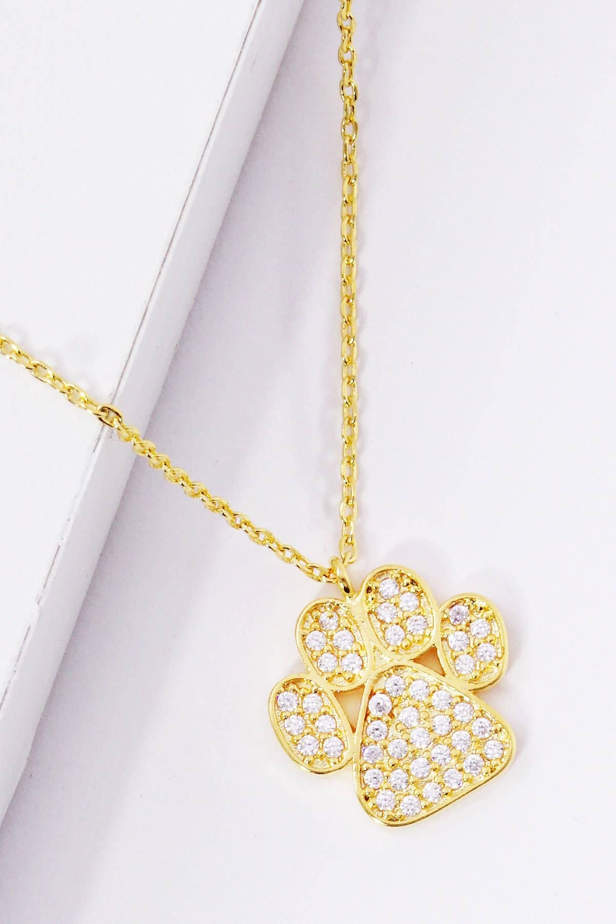 Gold Dog Paw Print Necklace