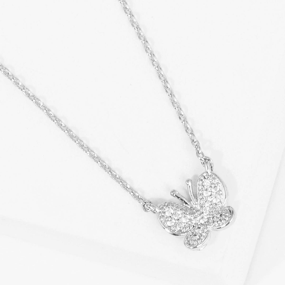 Dainty Pavé Butterfly Pendant Necklace