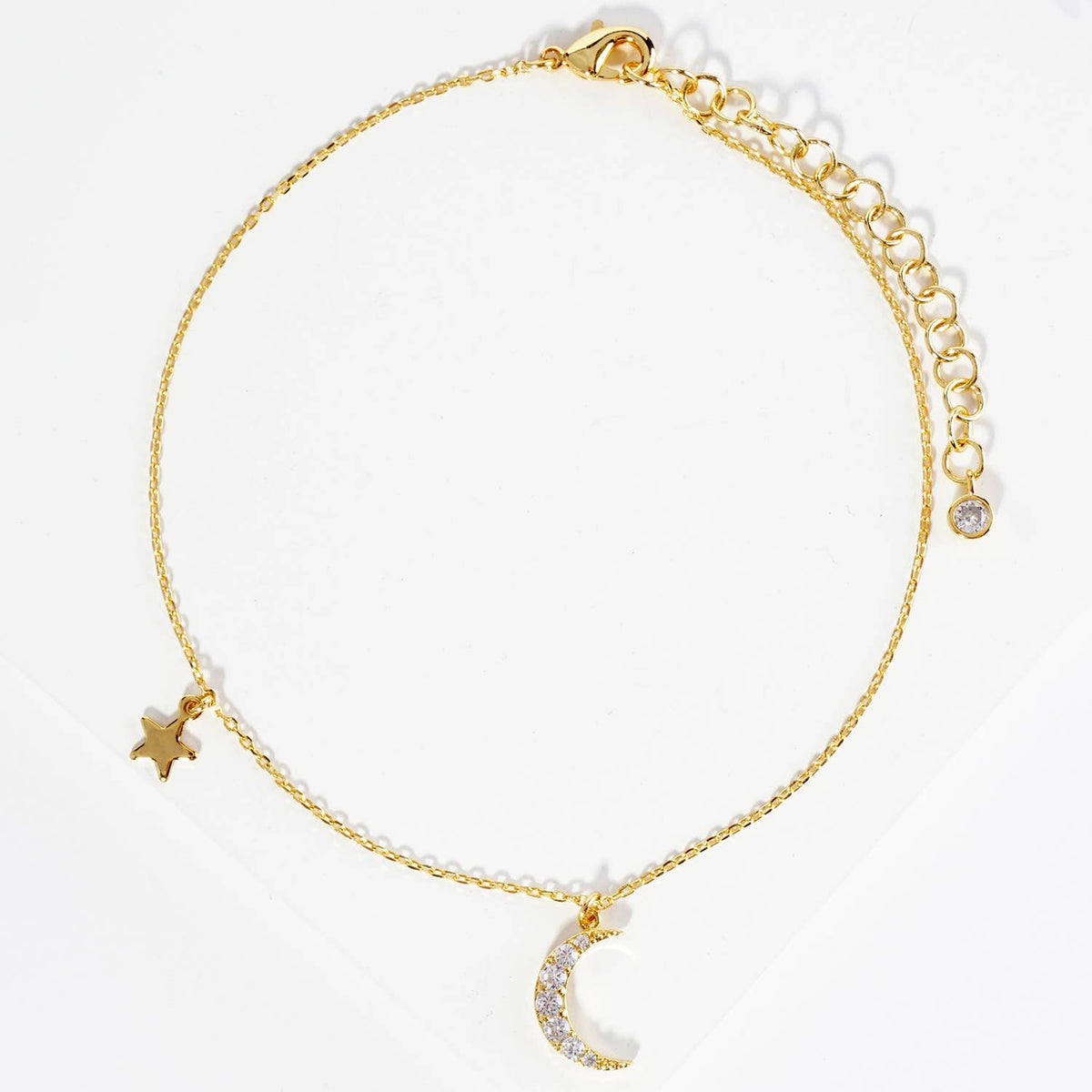 Celestial Moon & Star Dainty Charm Anklet