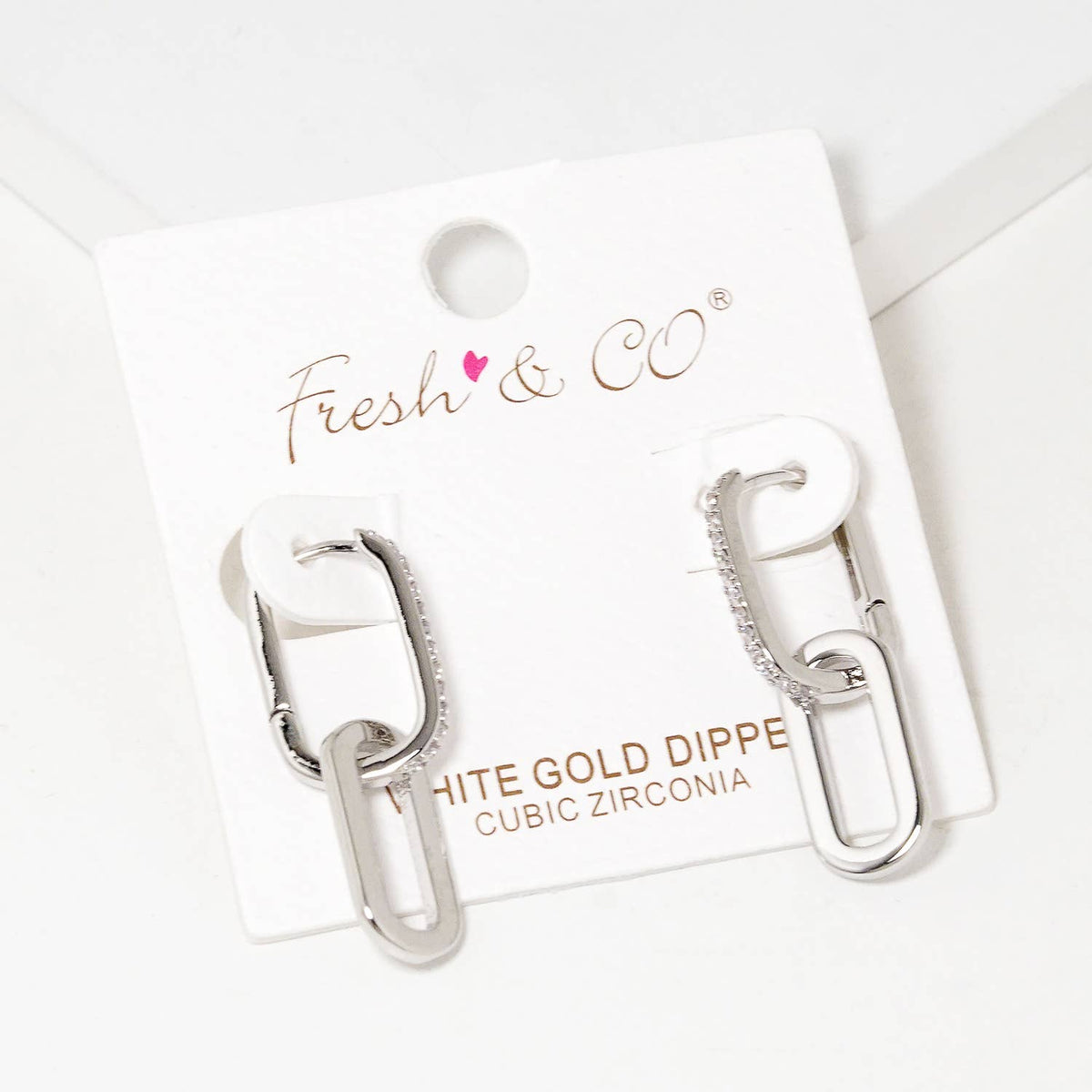 Dainty Cubic Zirconia Pave Link Drop Earrings