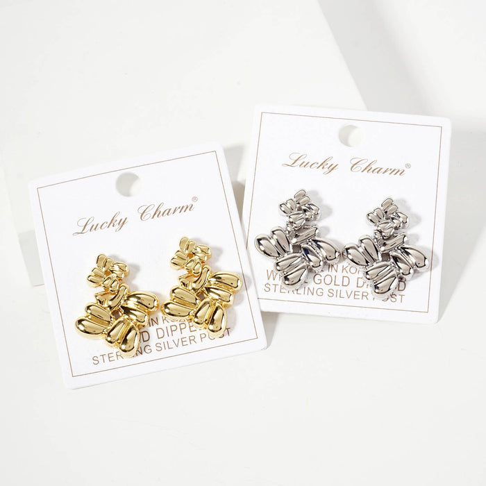 Polished Two Interconnected Diamond-Shaped Design Earrings