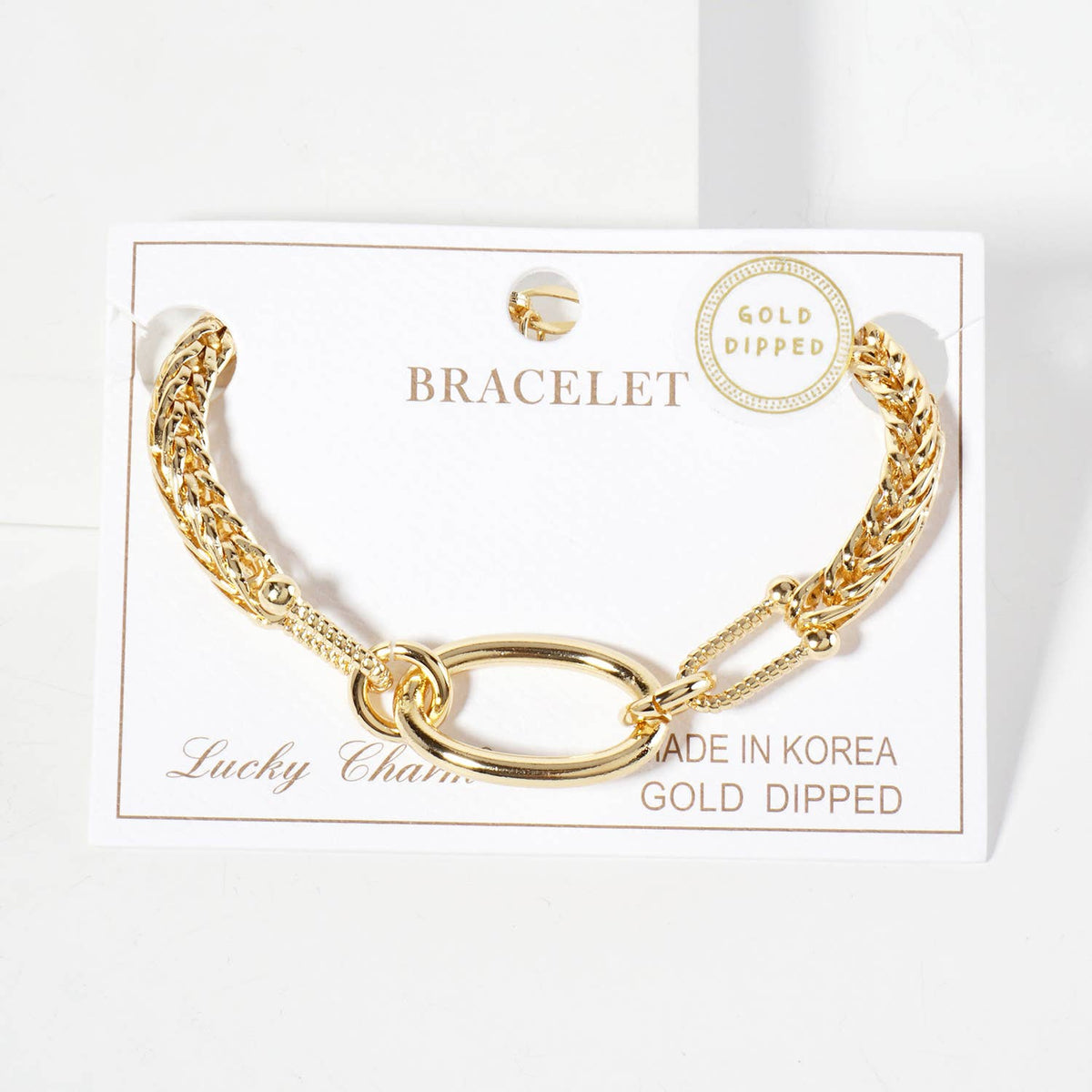 Mixed Texture Oval Link Chain Bracelet