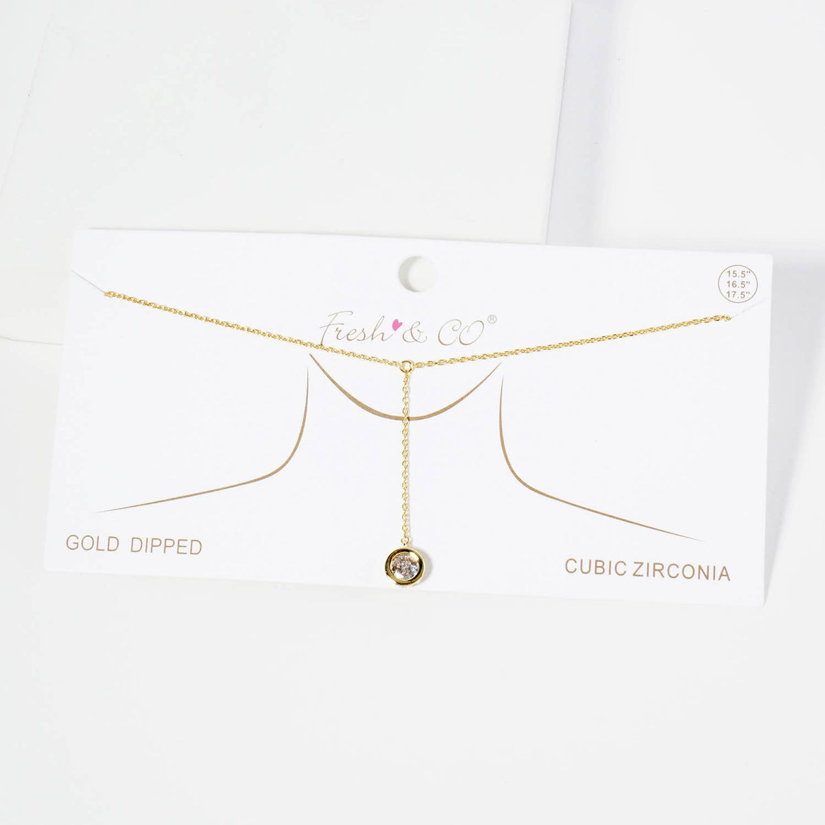 18K Gold Plated Solitaire Crystal Y-Lariat Necklace