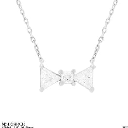 Minimalist Bow Knot Cubic Zirconia Charm Necklace