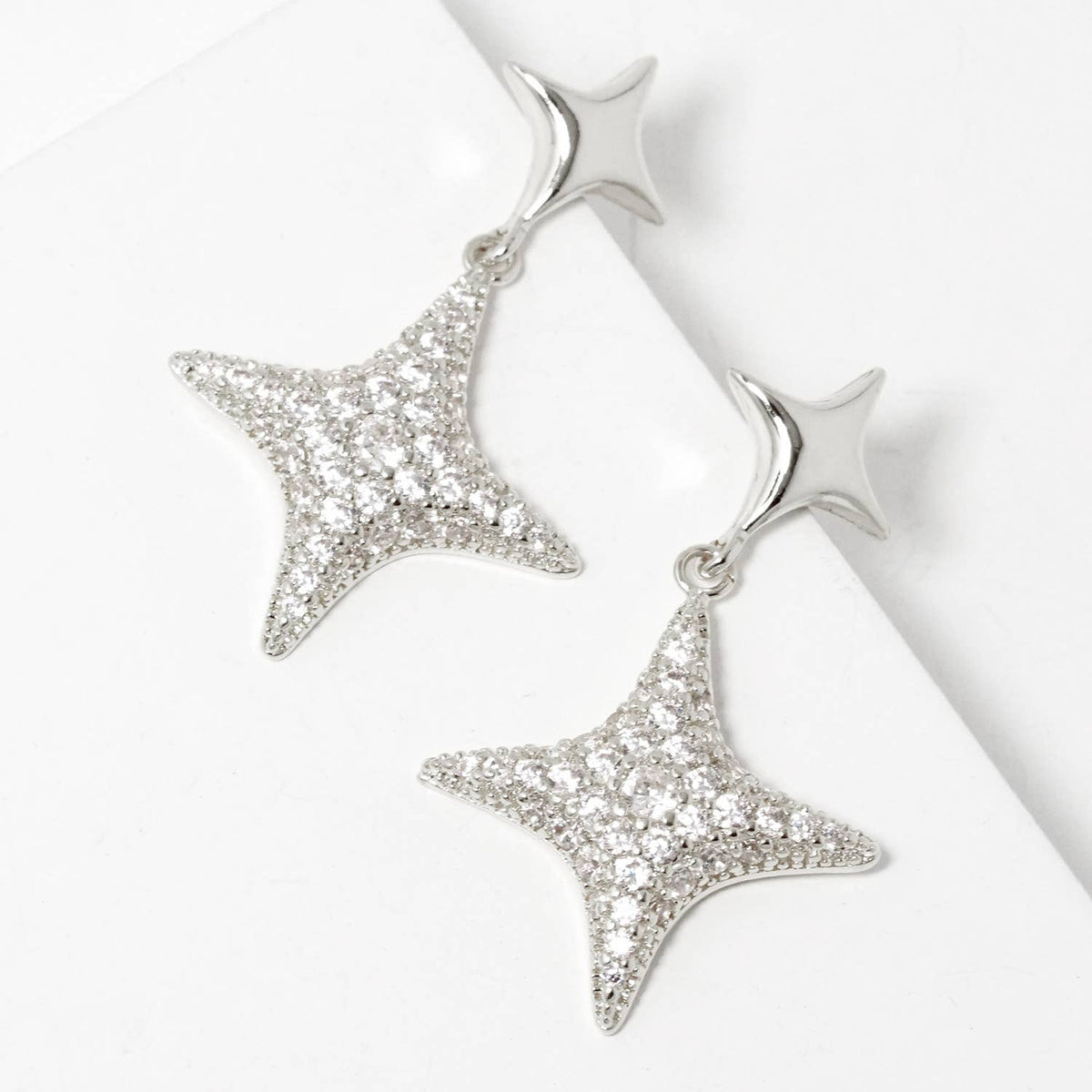 Celestial Star Pave Drop Earrings