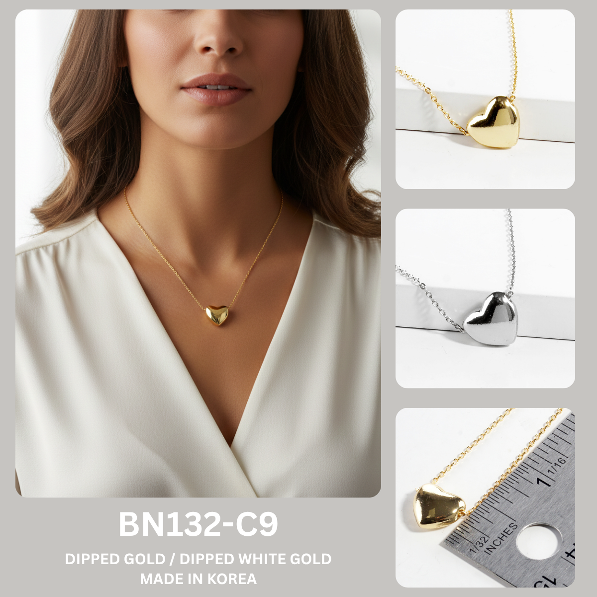 Minimalist Puffy Heart Pendant Necklace