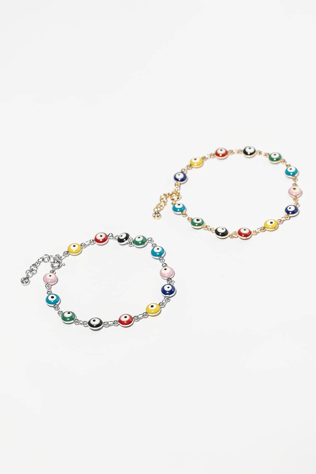 Multi-Color Enamel Evil Eye Chain Bracelet