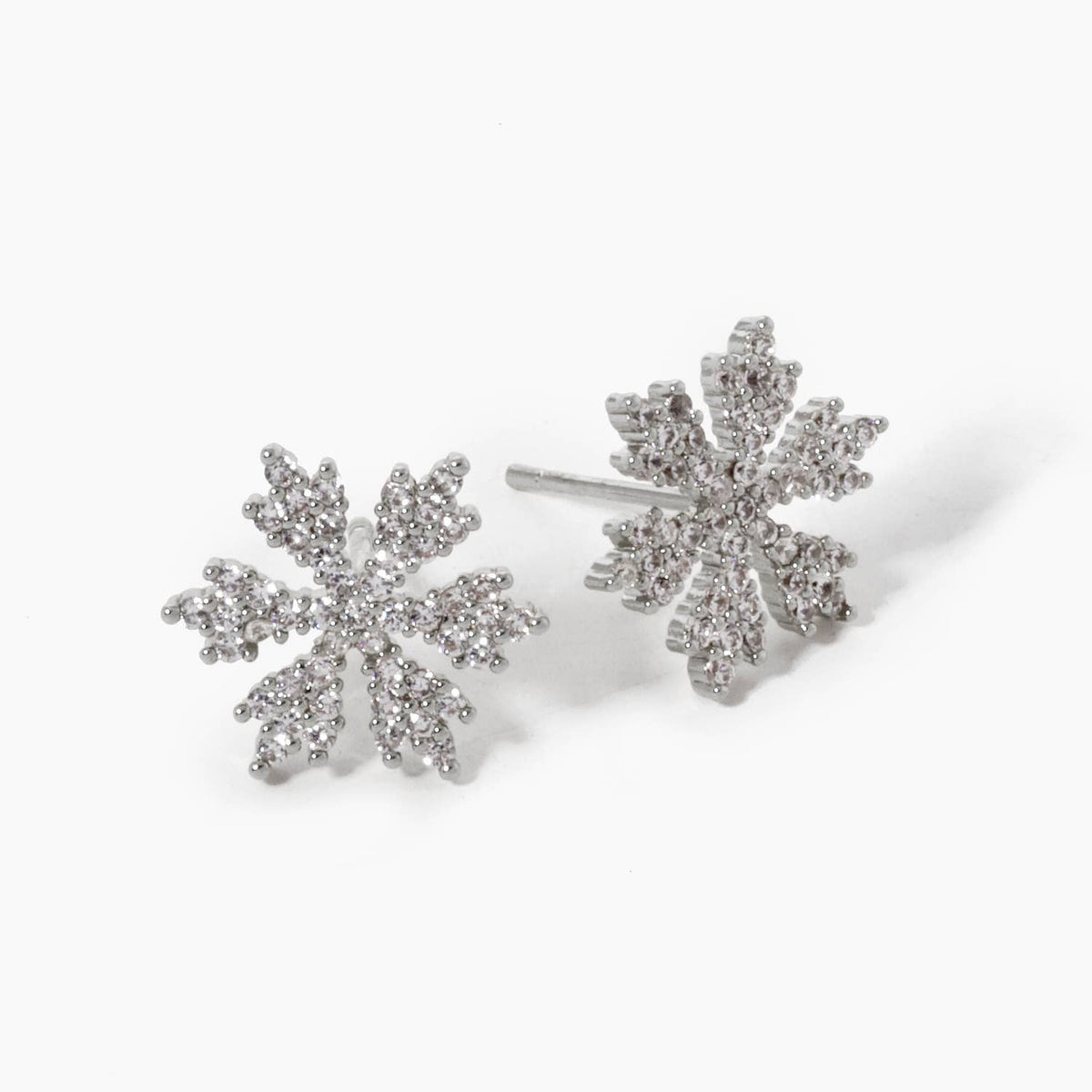 Gold Plated Cubic Snowflake Stud Earrings