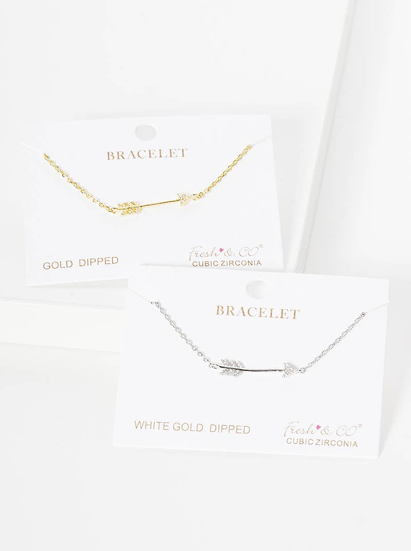 Minimalist Pavé Arrow Charm Bracelet