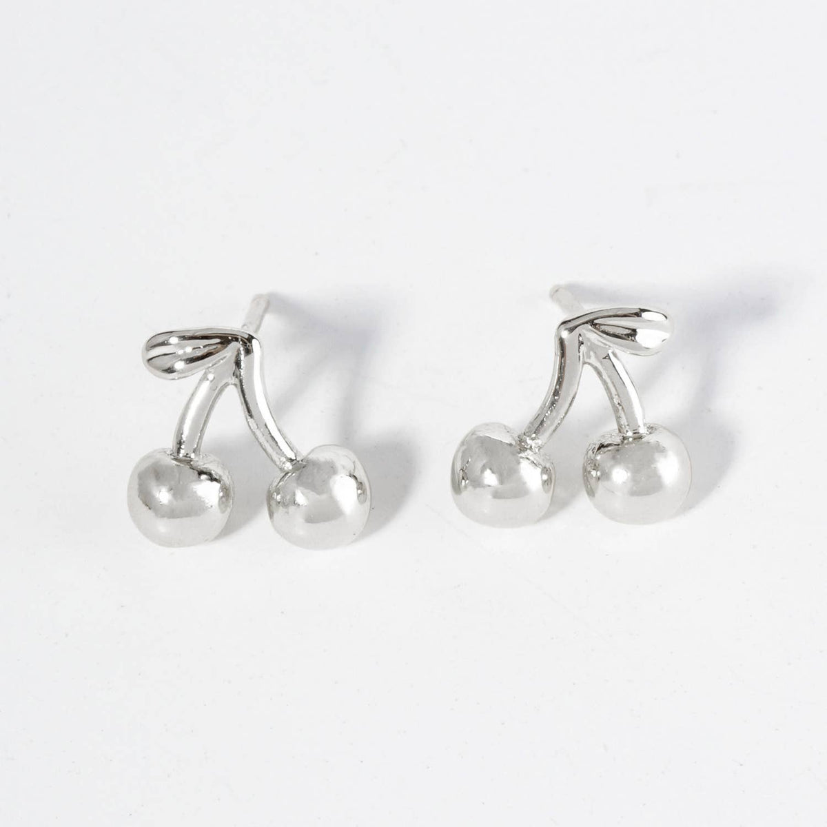 18K Gold Dipped Dainty Brass Cherry Stud Earrings