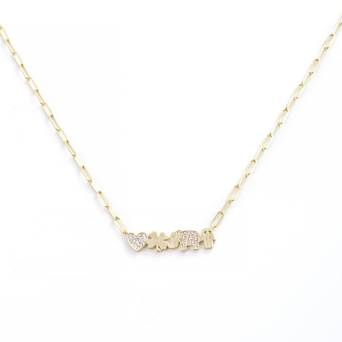 Gold Plated Icon Bar Necklace