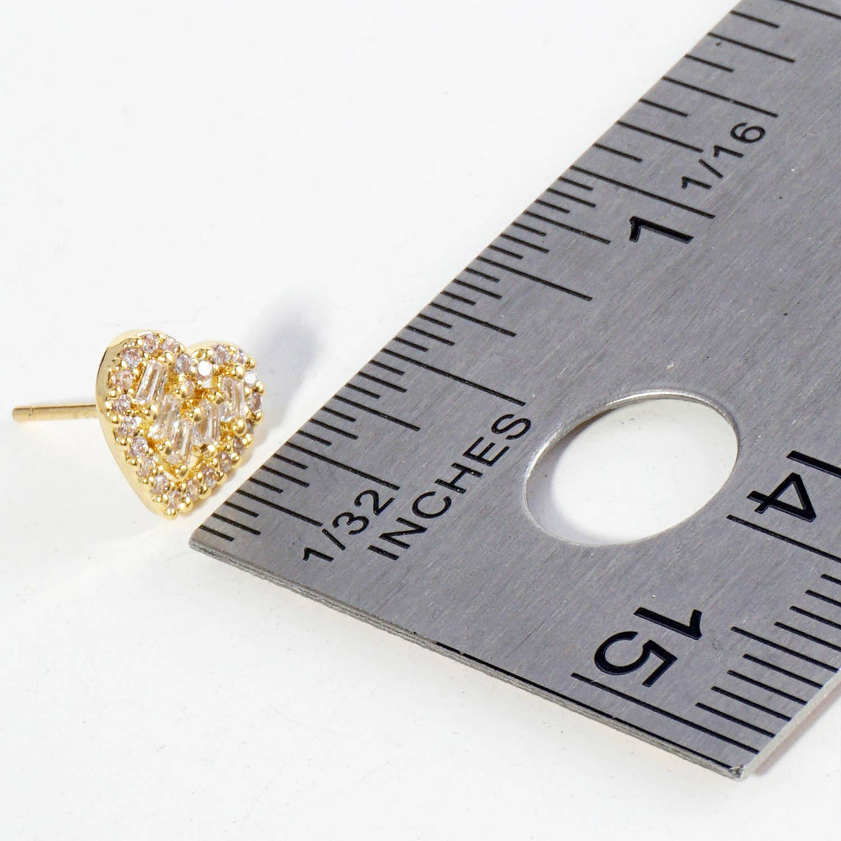 Dainty Cubic Zirconia Heart Stud Earrings