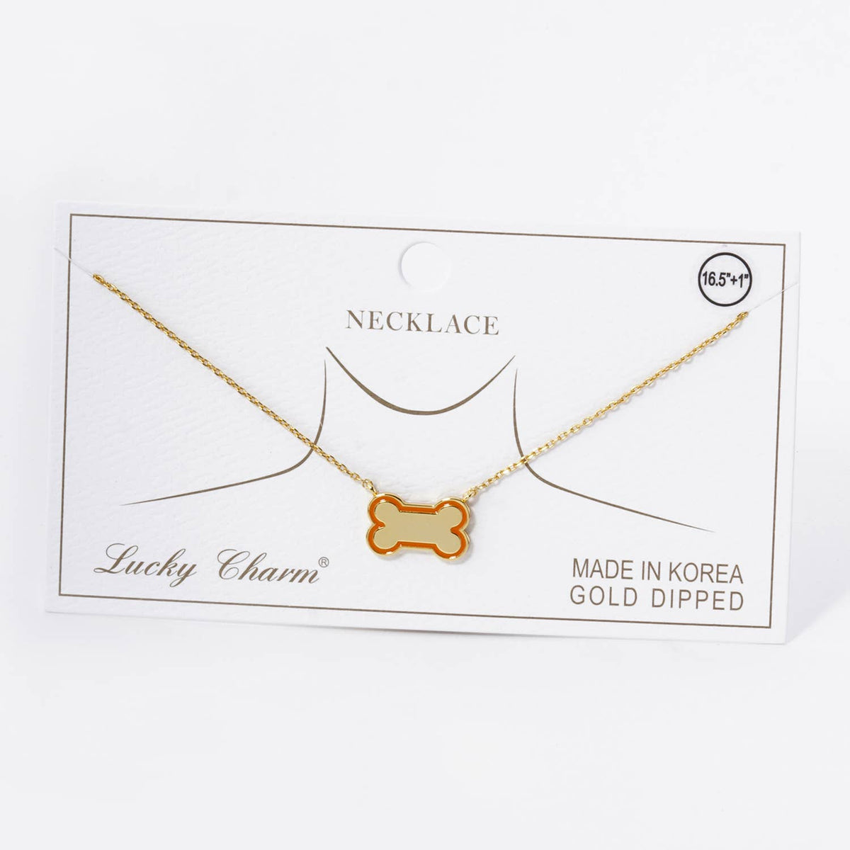 Game Day Enamel Dog Bone Treat Pendant Necklace