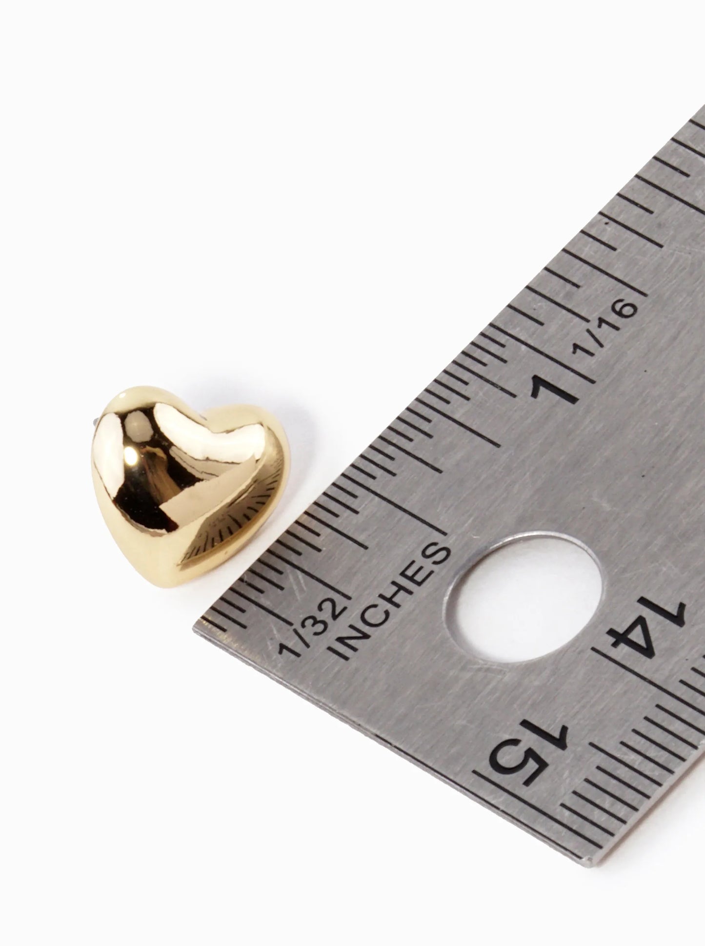 10mm Dainty Puffy Heart Stud Earrings