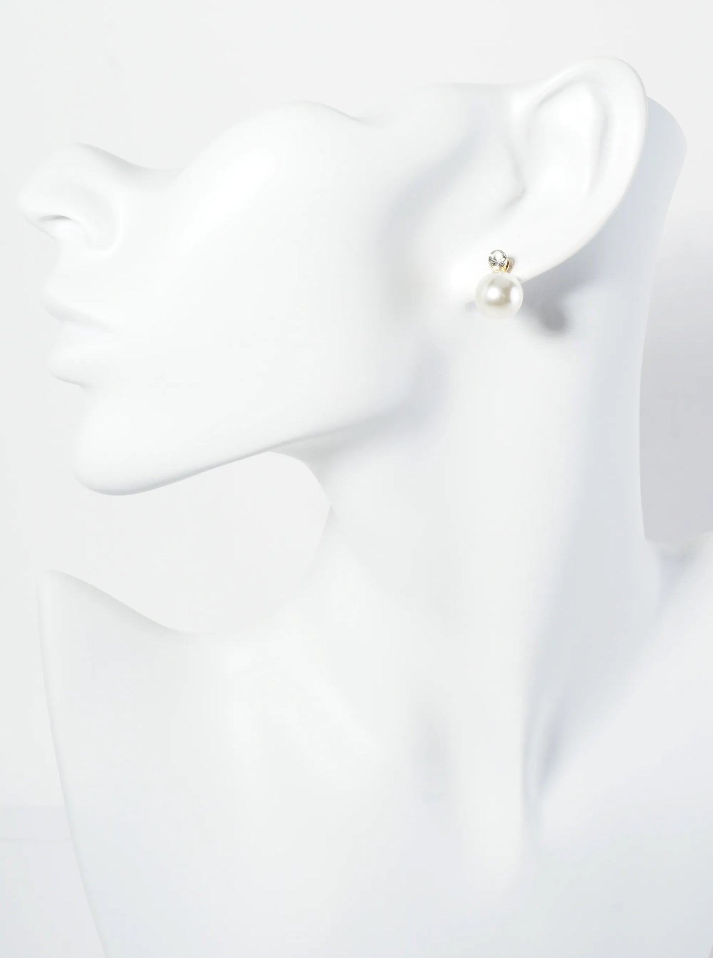 10mm Pearl Bead Drop Rhinestone Post Earrings