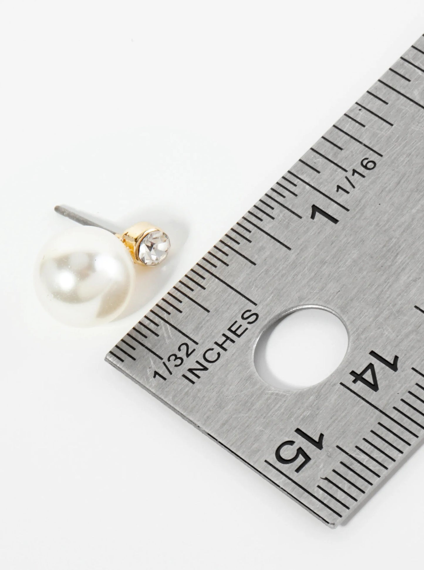 10mm Pearl Bead Drop Rhinestone Post Earrings