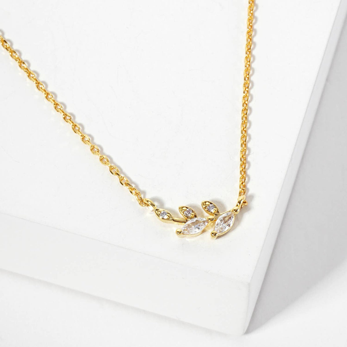 Marquise Olive Leaf Branch Necklace
