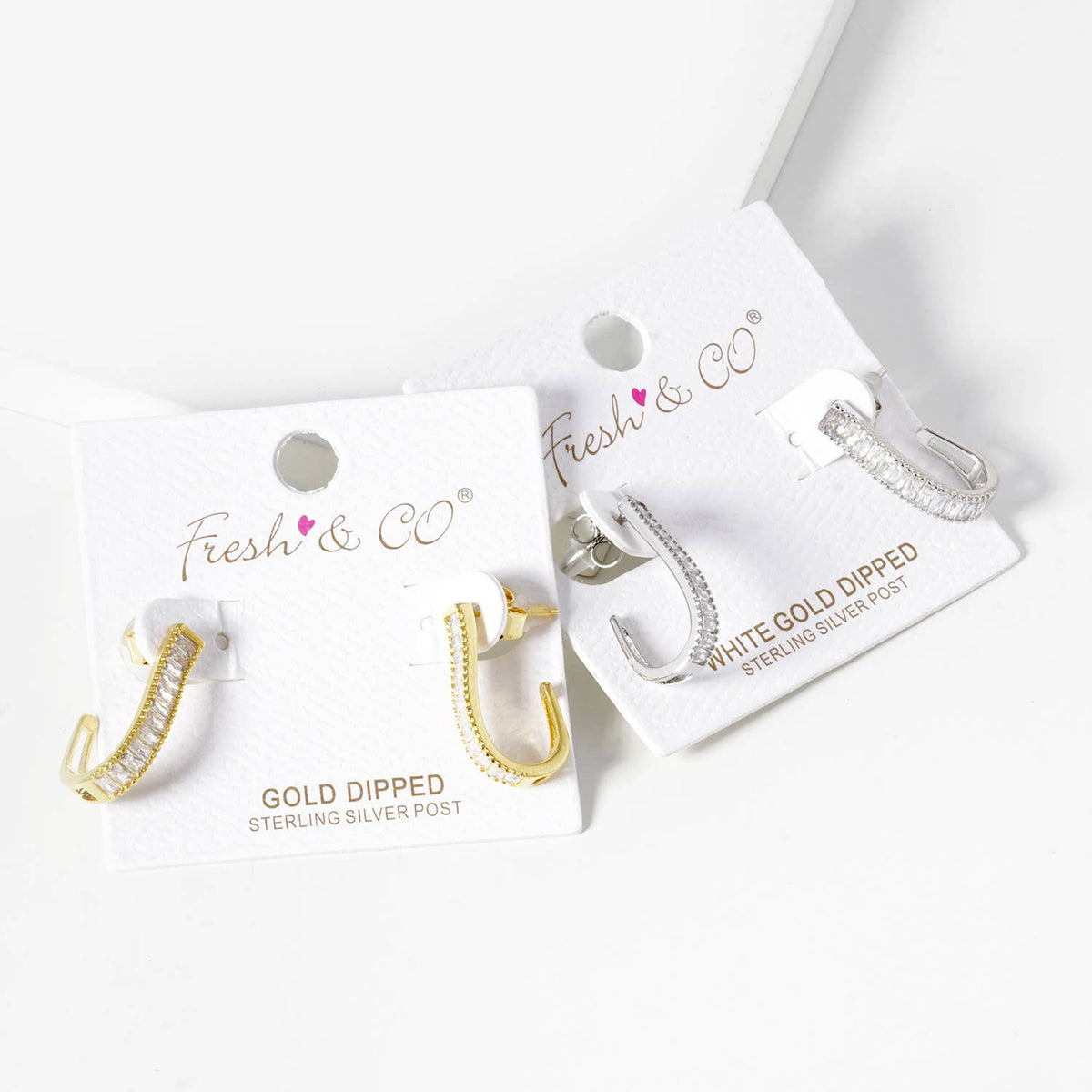 Dainty Baguette Cubic Zirconia Open Hoop Earrings