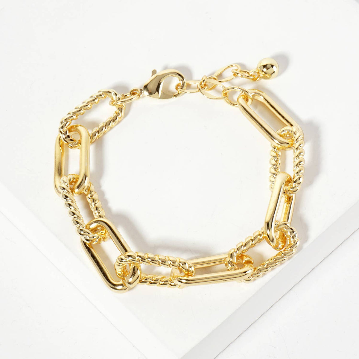 Mixed Texture Paperclip & Rope Chain Bracelet