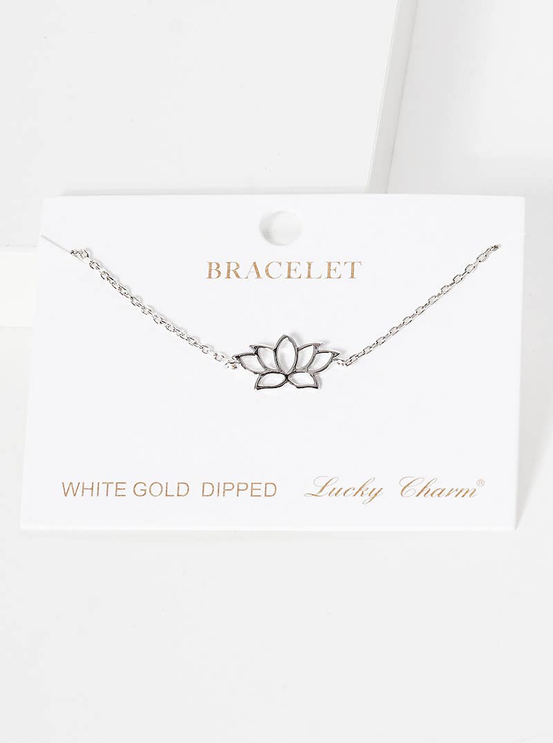 Minimalist Lotus Flower Charm Bracelet