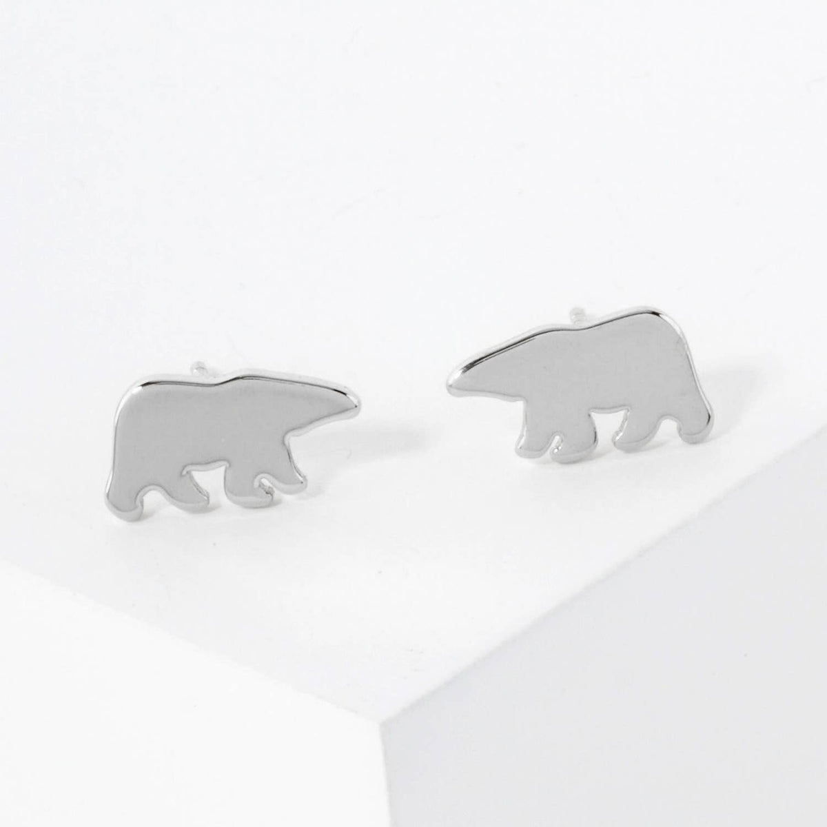 Bear 18K-Gold-Dipped Polished Brass Flat Stud Earrings