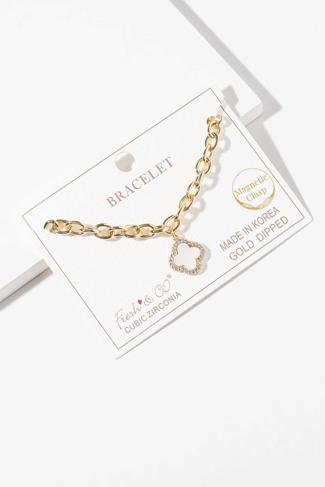 Crystal Halo Clover Charm Bracelet