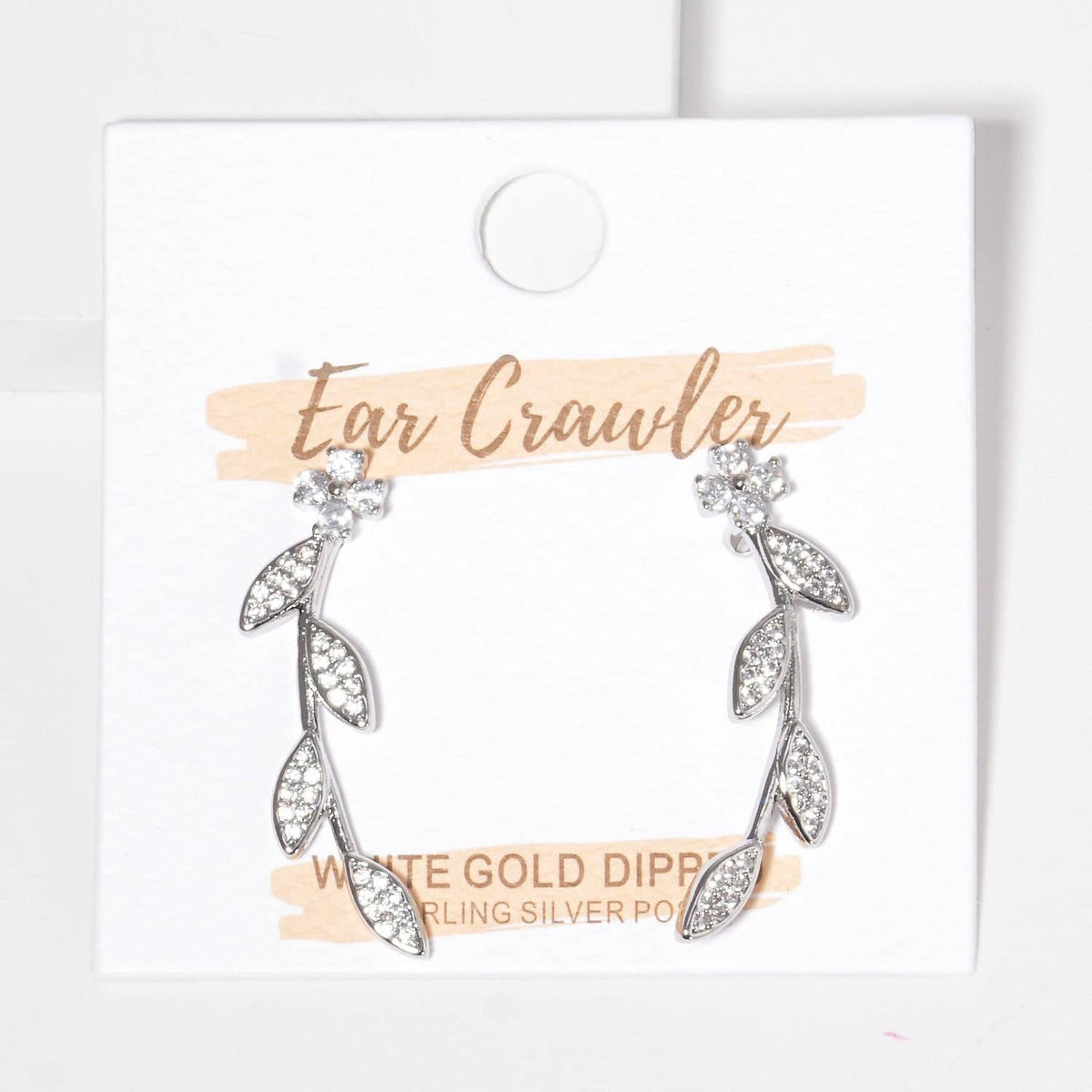 Gold Daisy Leaf Ear Climber Earrings